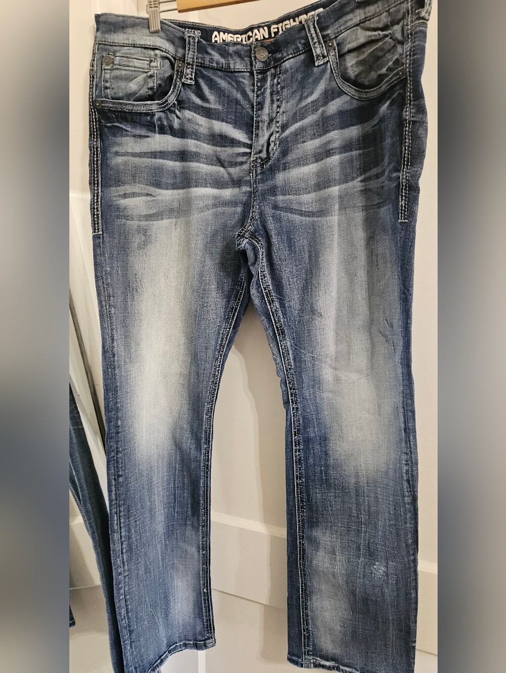 American Fighter Men’s Faded Blue Straight Jeans